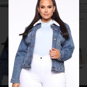 Fashion Nova Denim‎ Fleece Cropped Jean Jacket  Be With You In A Minute 2X NWT